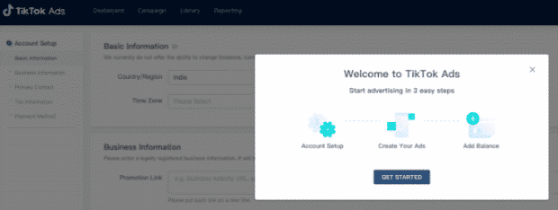 thiết lập tài khoản tiktok 
